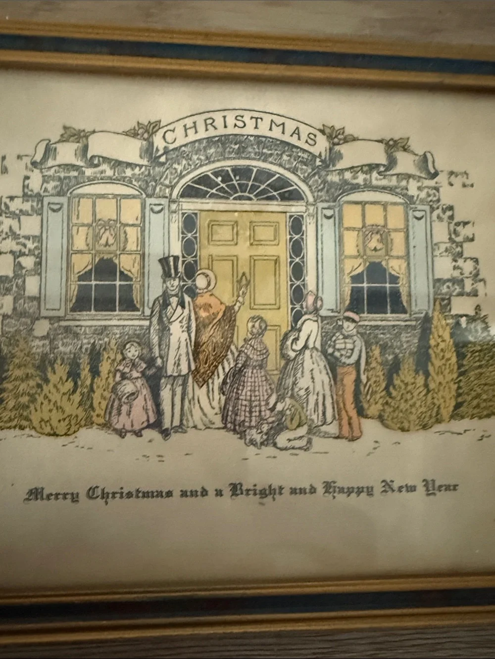 Antique framed Christmas Print 7”x5.5” - Picture 2 of 3